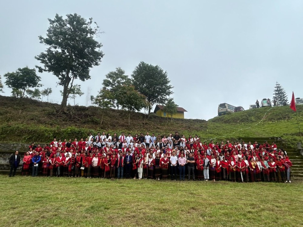 Members, officials and guests pose for a group photograph following the 3rd Annual General Meeting of the Liju Federation, Wozhuro Block, under NSRLM, held at the Public Ground, Wozhuro Range, on June 12.